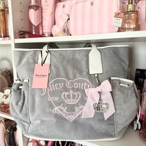 Juicy Couture “Girlie Royalty” Gray and Pink Tote Bag